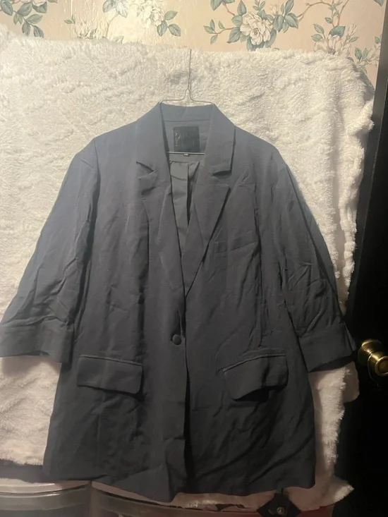 Women’s Tailored dark gray Ponte Blazer - Classic Single-Button Jacket - Picture 2 of 12